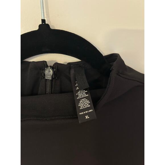 SKIMS All In One Long Sleeve Mid Thigh Bodysuit Solid Black Mockneck EUC XL - Picture 5 of 8